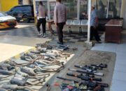 Polsek Tallo Musnahkan 102 Knalpot Brong dan 20 Senjata Mainan Hasil Sitaan Patroli Ramadan