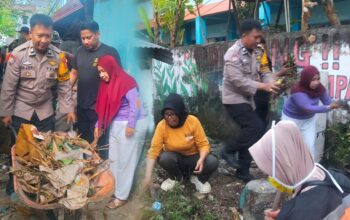 Jalin Kekompakan, Bhabinkamtibmas Polsek Ujung Pandang Kerja Bakti Bersama Warga