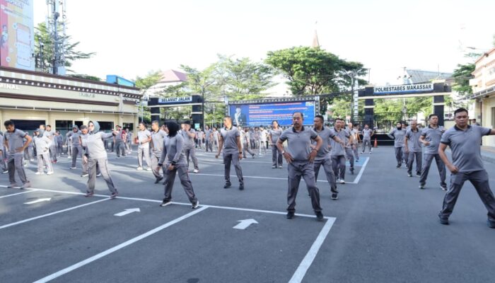 Polrestabes Makassar Gelar Olahraga Bersama, Perkuat Soliditas dan Kebugaran Personel